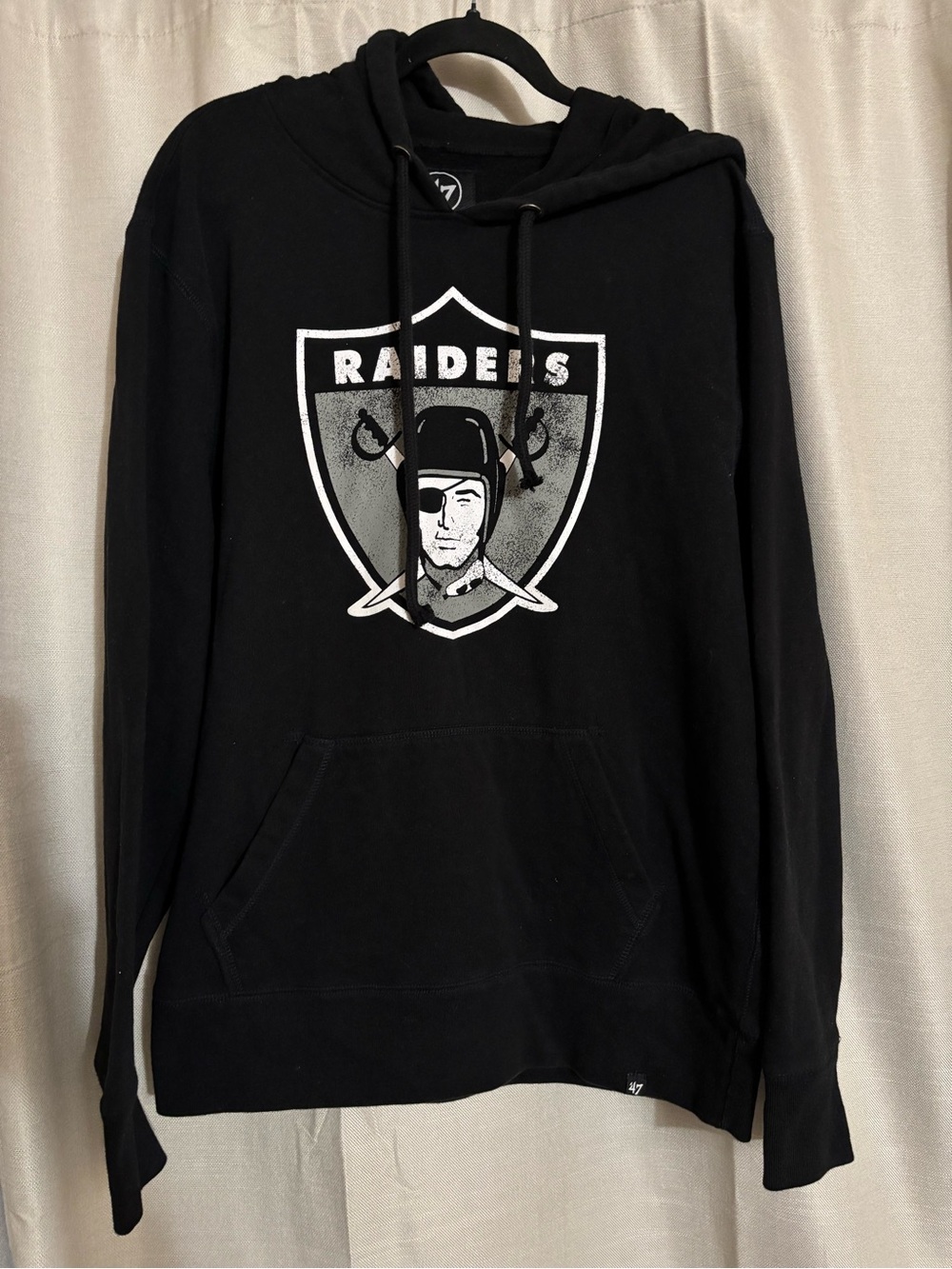 47 Raiders Black Pullover Hoodie with White Logo